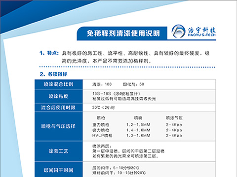 浩宇科技新品推荐“免稀释剂清漆”